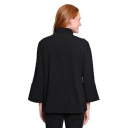 Petite Multiples 3/4 Flounce Sleeve Solid Button Front Blouse