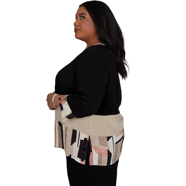 Plus Size Alfred Dunner Travel Advisory Spliced Patchwork Blouse