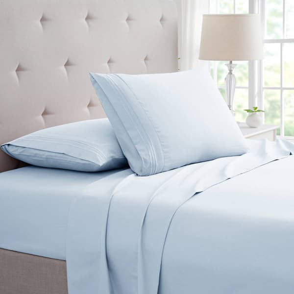 Bibb Home Bamboo 4pc. Luxury 3 Line Embroidered Sheet Set - image 