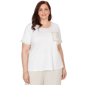 Plus Size Alfred Dunner Natural Wonder Crochet Pocket Short Slee - image 1