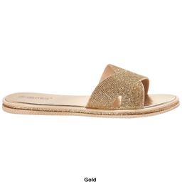 Womens Ashley Blue Crisscross Shimmer Slide Sandals