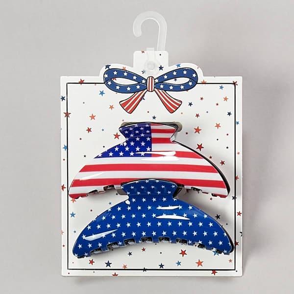 Womens Fantasia 2pk. Flag & Stars Claw Clips - image 