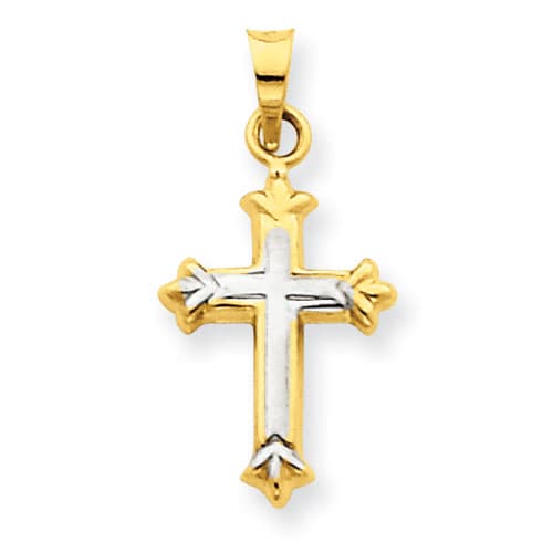 Gold Classics(tm) 14kt. Two Tone with Rhodium Cross Charm - image 