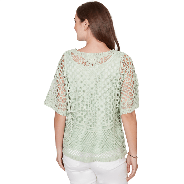 Womens Ruby Rd. Renaissance Romance Elbow Sleeve Lace Sweater