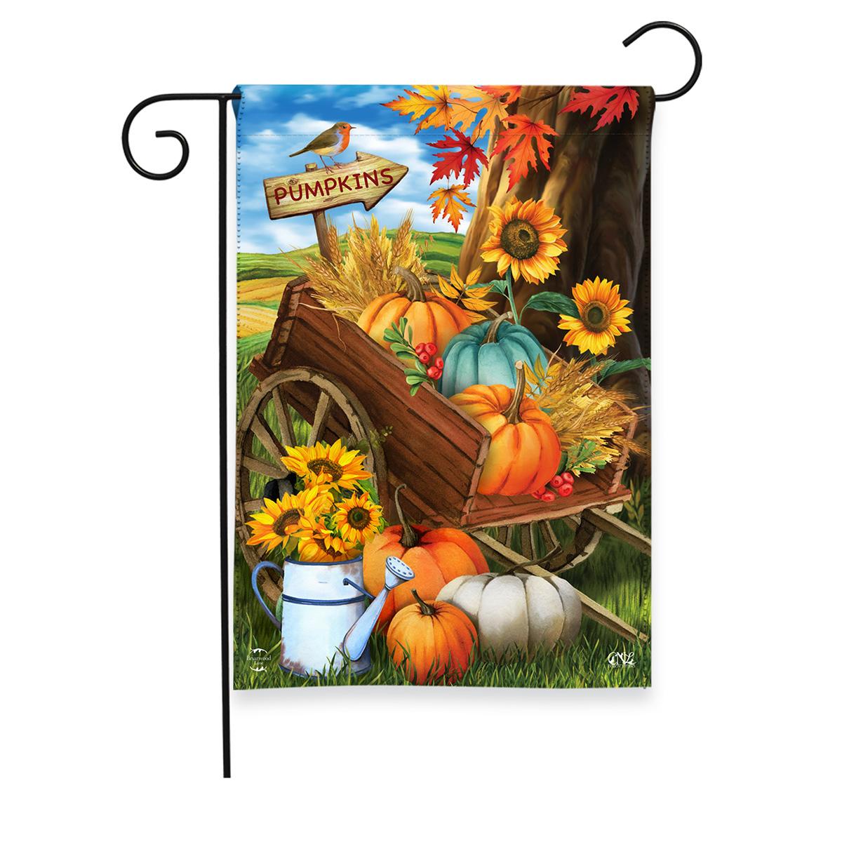 Briarwood Lane Pumpkin Cart Garden Flag