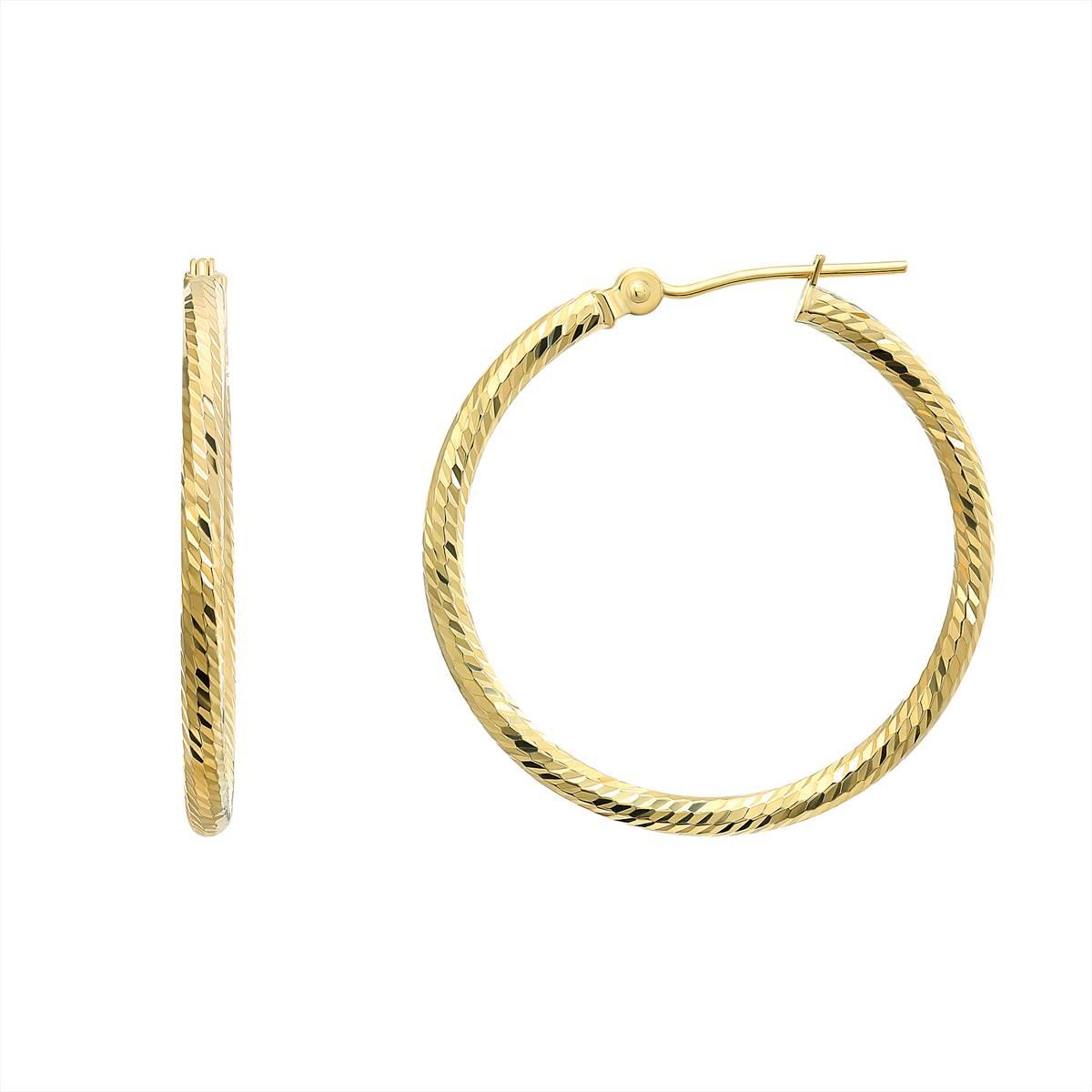 14kt. Gold Diamond Cut Hoop Earrings,New Products : American Fashion Style Bags On Sale