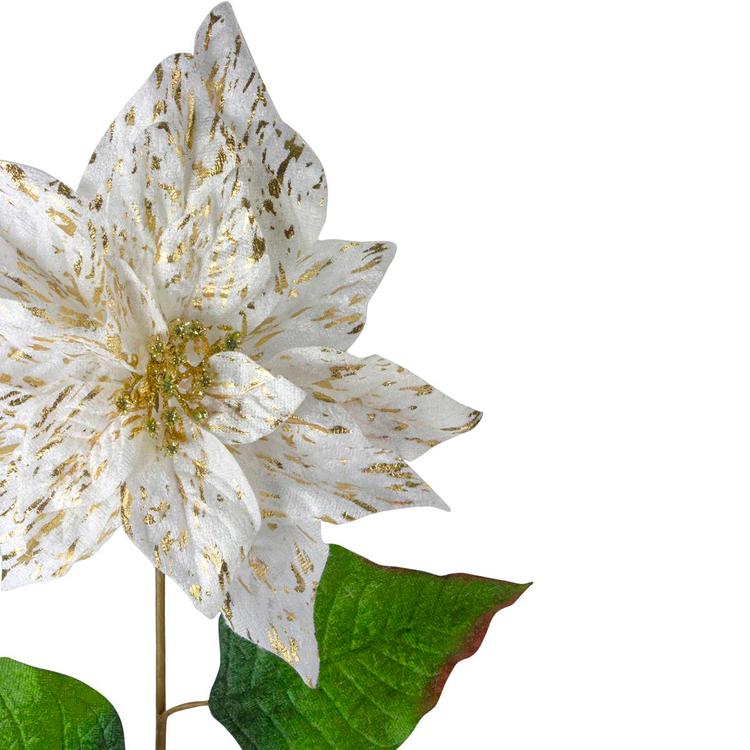 Northlight 24in. White & Gold Artificial Christmas Poinsettia