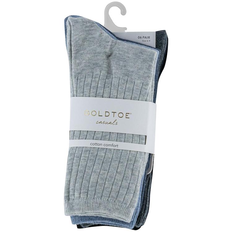 Womens Gold Toe® 6pk. Extended Ribbed Crew Socks