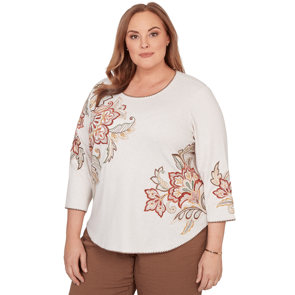 Plus Size Alfred Dunner Spice Market Floral Embroidery Blouse