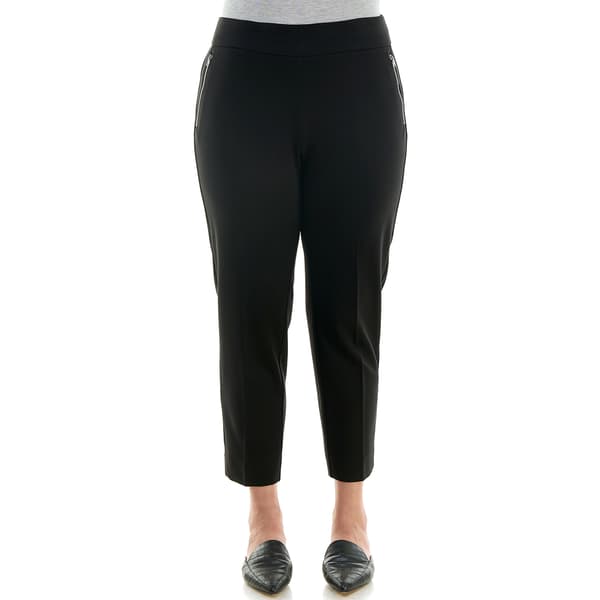 Plus Size Zac &amp; Rachel Solid Compression P/O Pant with Zippers - image 