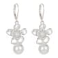 Gloria Vanderbilt Pearl & Crystal Flower Drop Leverback Earrings - image 1