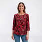 Womens Kasper 3/4 Sleeve Abstract Pleat Embellished Neck Blouse - image 2