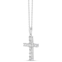 Nova Star® Sterling Silver Lab Grown Diamond Cross Pendant