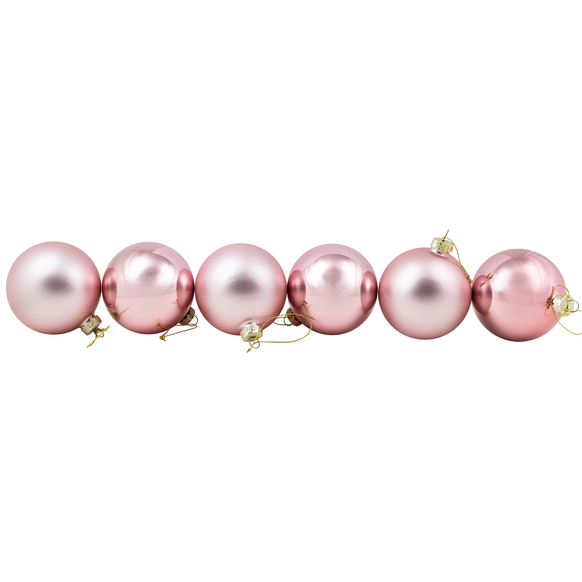 Northlight 6ct. Baby Pink 2-Finish Glass Ball Christmas Ornaments
