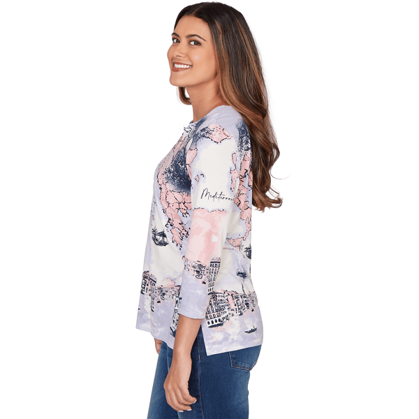 Petite Ruby Rd. Jetsetter 3/4 Sleeve Horseshoe Neck Tee