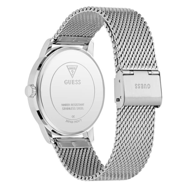 Mens Guess Silver-Tone Black Sunray Dial Watch - GW09746G1