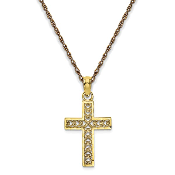 Gold Classics&#40;tm&#41; 10kt. Yellow Gold Cross Charm Necklace - image 