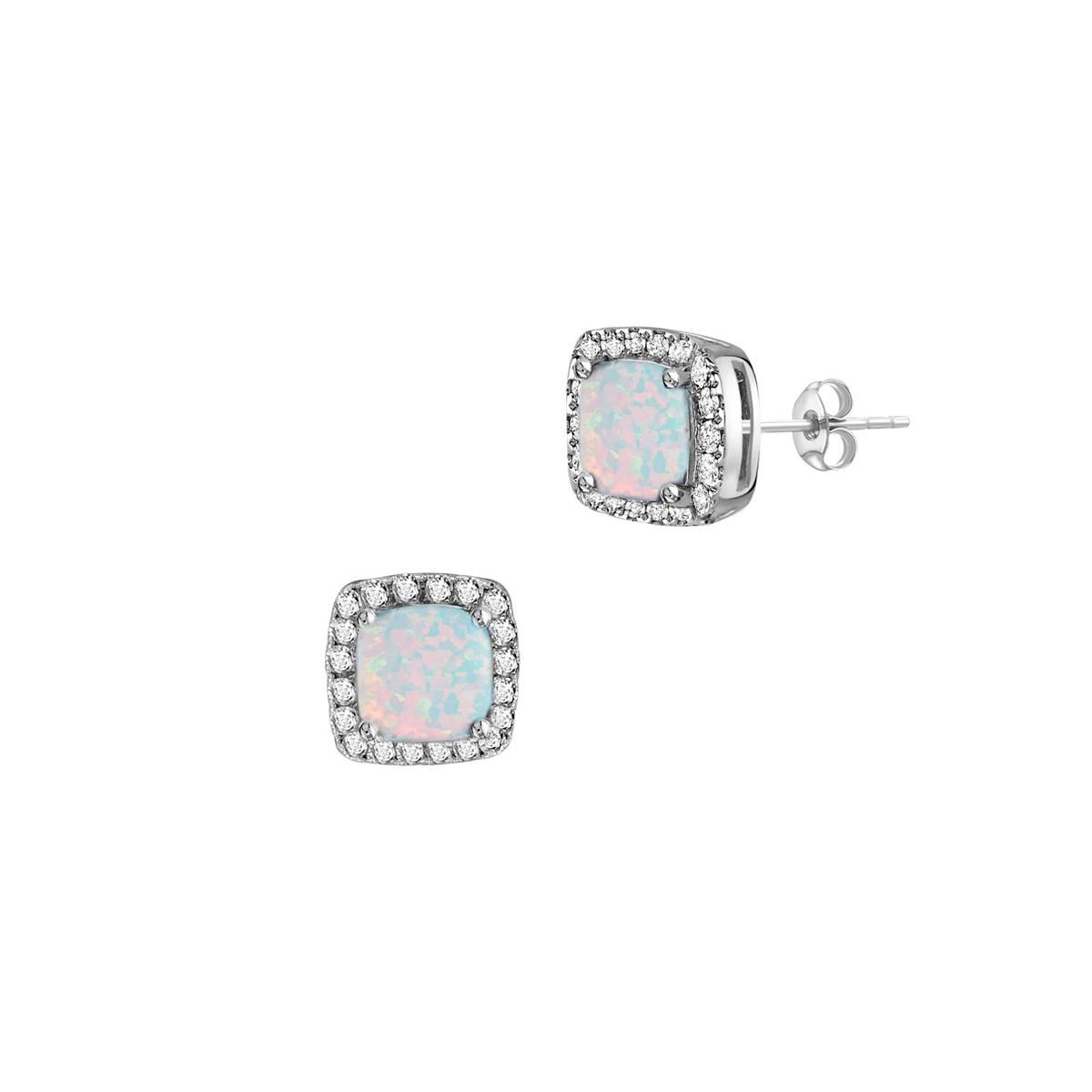 Gemstone Classics™ Sterling Silver Opal & Sapphire Halo...