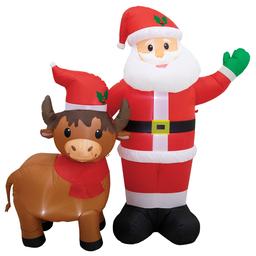 Inflatable 6ft. Santa with Highland Cow