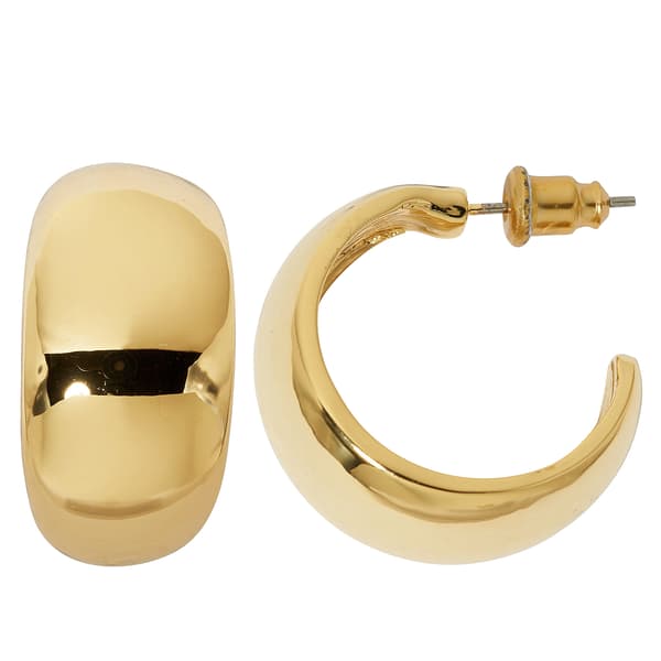 Design Collection Gold Plated Dome Hoop Earrings - image 