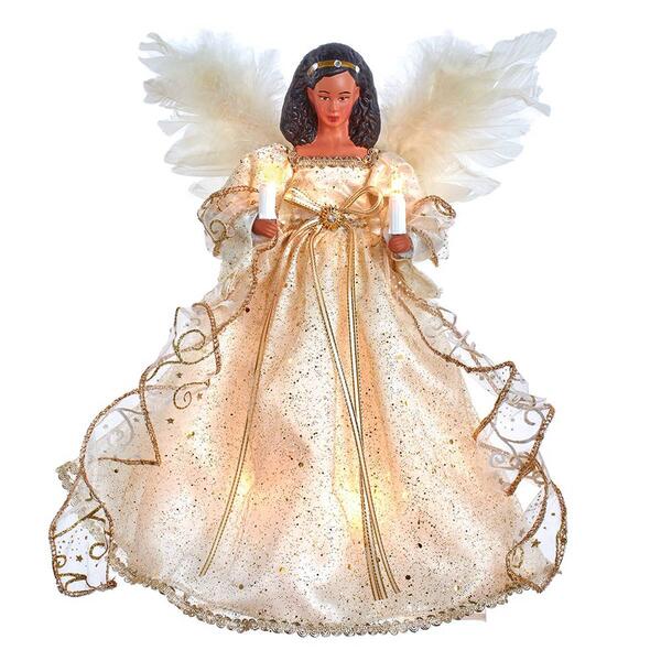 Kurt S. Adler Ivory & Gold African American Angel Treetop - image 