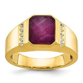 Mens Gentlemens Classics&#40;tm&#41; 14kt. Gold Ruby & 1/6ctw. Diamond Ring
