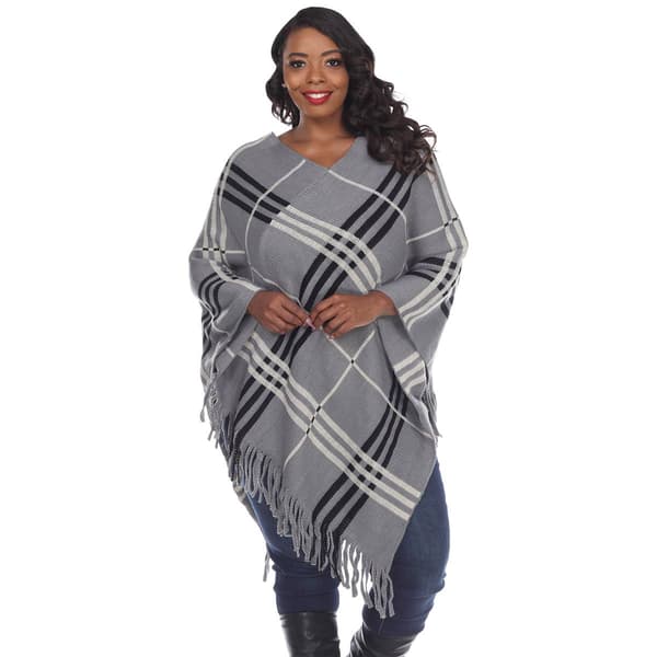 Plus Size White Mark Dakota Poncho - Grey/Beige