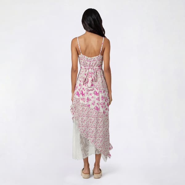 Juniors Trixxi Print Milan Lace Mix Media Midi Ruffle Trim