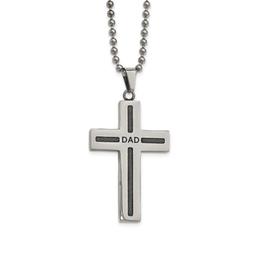 Mens Gentlemen's Classics(tm) Black IP Dad Cross Necklace
