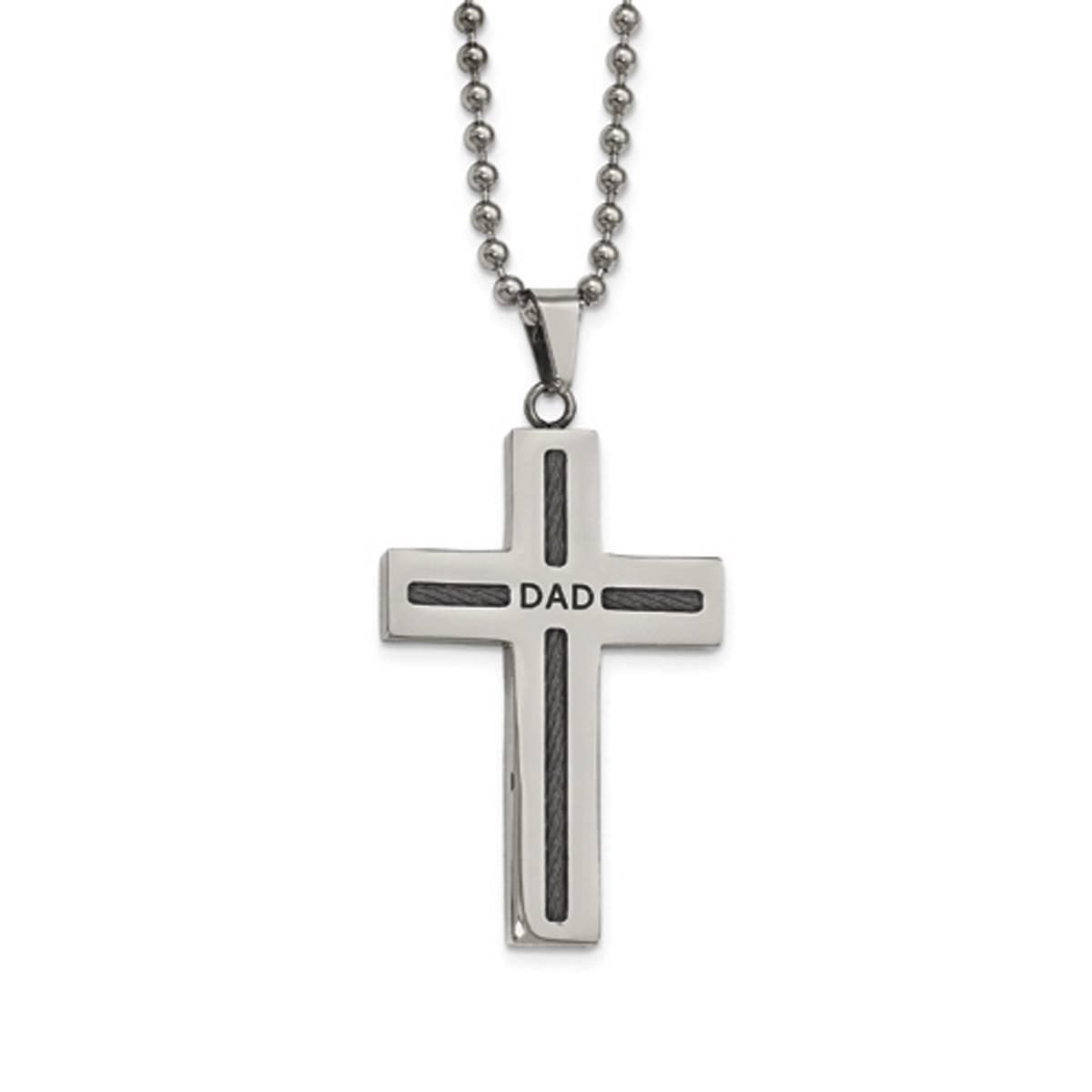 Mens Gentlemen's Classics(tm) Black IP Dad Cross Necklace