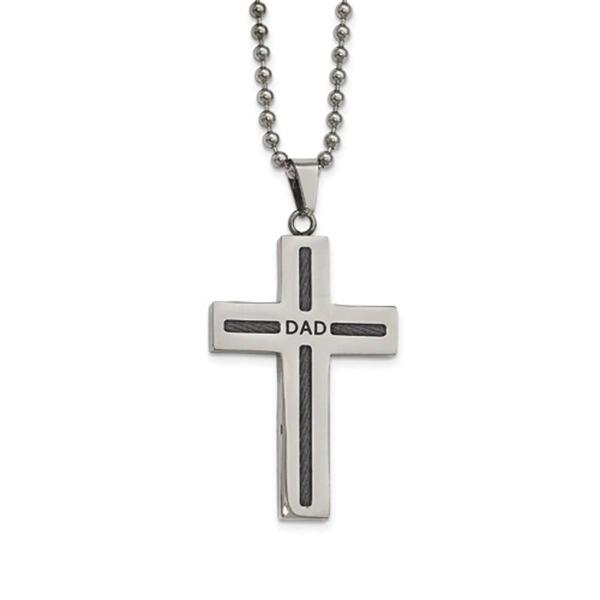 Mens Gentlemen's Classics&#40;tm&#41; Black IP Dad Cross Necklace - image 