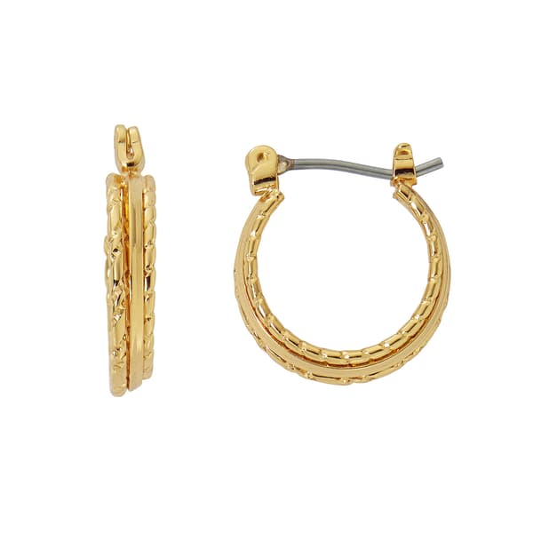 Design Collection Click Top Textured Hoop Earrings - image 