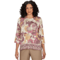 Womens Alfred Dunner Union Square 3/4 Sleeve Floral Blouse - image 1