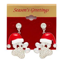 Santa Hat Paw Print Fishhook Earrings