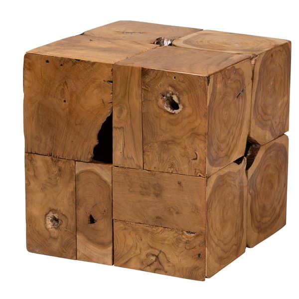 Baxton Studio Eldora Rustic Brown Teak Root End Table - image 