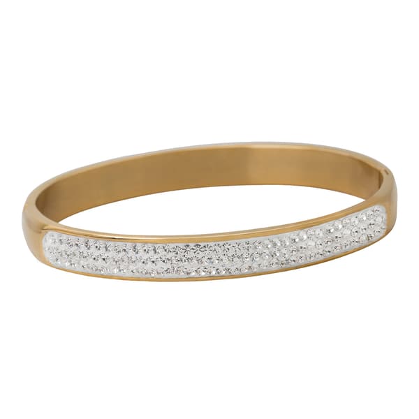 Stainless Steel Clear Crystal Bangle Yellow Bracelet - image 
