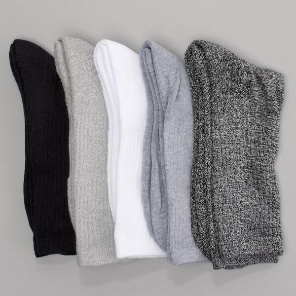 Mens Born&#40;R&#41; 5pr. Marled Organic Cotton Rib Crew Socks - Black - image 
