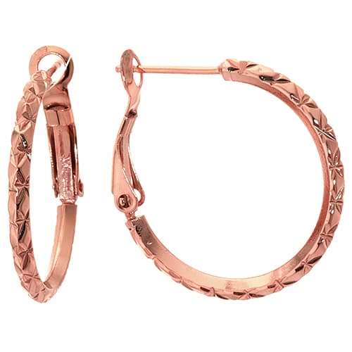 Rose Gold Over Fine Silver Plated Diamond Cut Earrings - image 