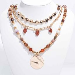 Ashley Cooper(tm) Multi Color Bead/Charm/Pendant 3 Row Necklace