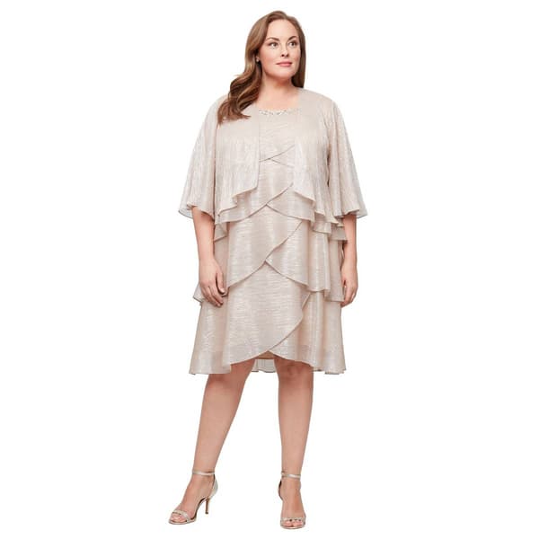 Plus Size SLNY 2pc. Shimmer Tier Jacket Dress