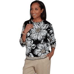 Womens Alfred Dunner Travel Advisory Dramatic Floral Sweater