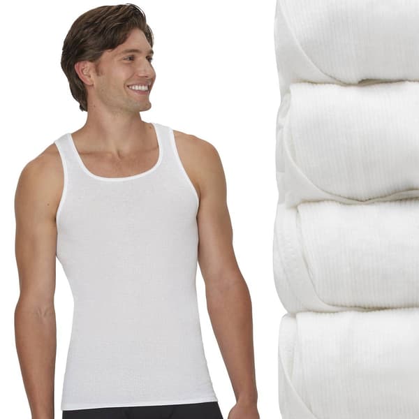 Mens Hanes Ultimate® 4pk. Tank Top - White