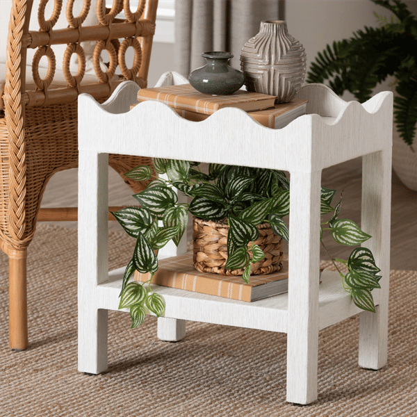bali & pari Sebastian Grasscloth Scalloped End Table