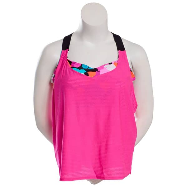 Plus Size ZeroXposur Blot Wide Strap Two In One Tankini Swim Top - image 