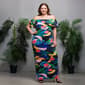 Plus Size 24/7 Comfort Apparel Off Shoulder Multicolor Maxi Dress - image 5