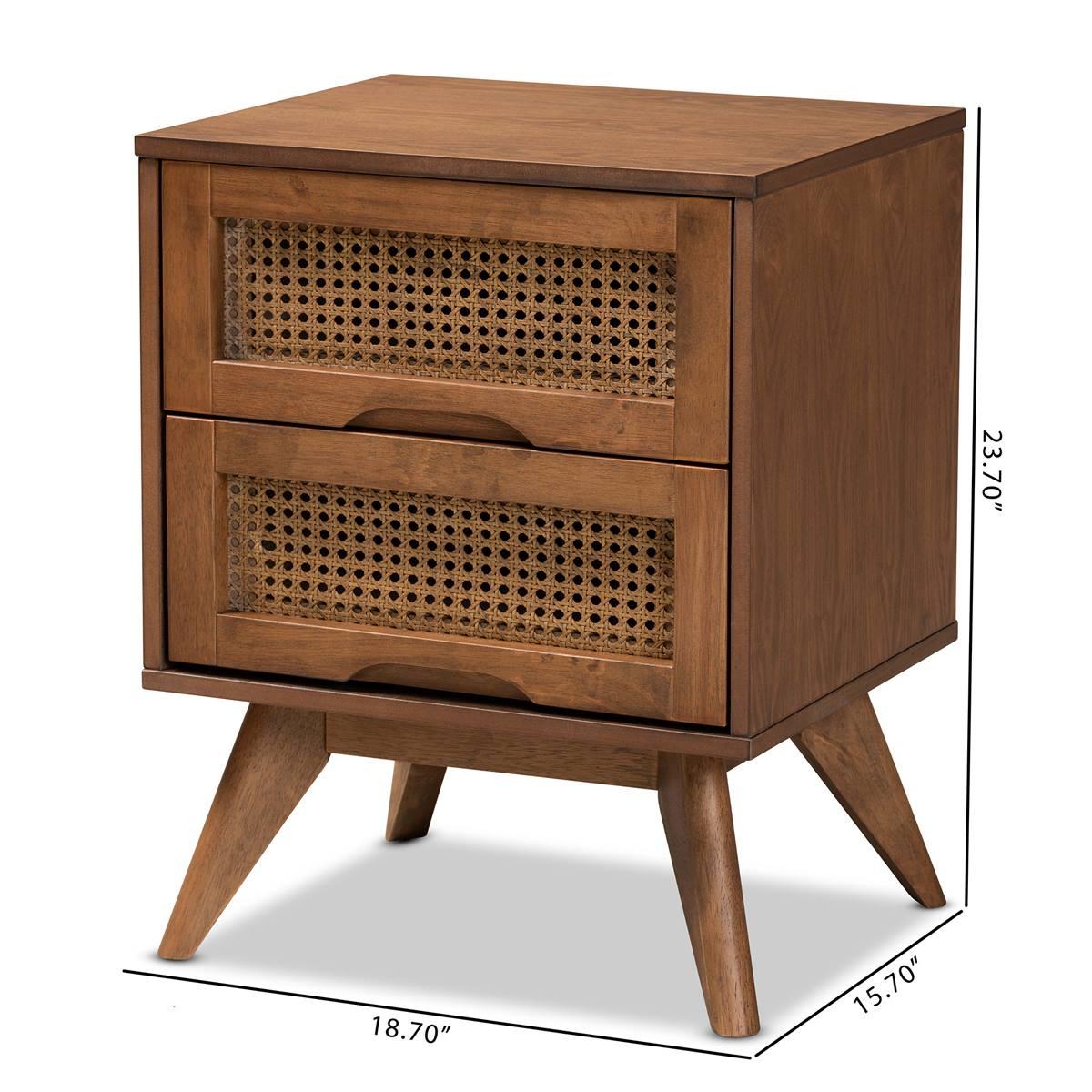 Baxton Studio Barrett Walnut Brown Wood 2-Drawer Nightstand