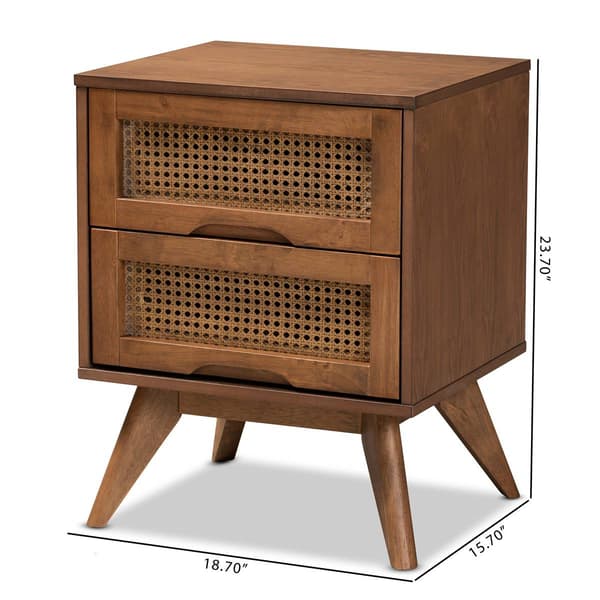 Baxton Studio Barrett Walnut Brown Wood 2-Drawer Nightstand