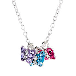 Kids Sterling Silver Crystal Triple Butterfly Necklace