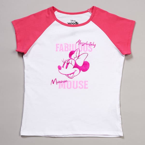 Girls (7-16) Disney Short Sleeve Minnie Mouse Raglan Baby Tee