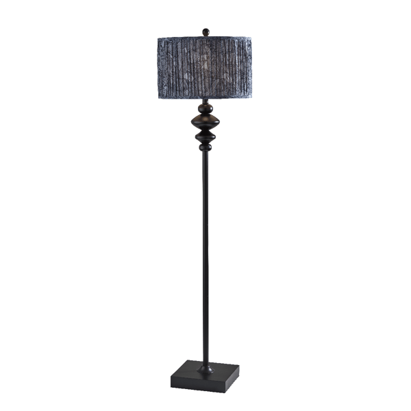 Adesso Samira Floor Lamp with Soft Pleated Blue Fabric Shade - image 